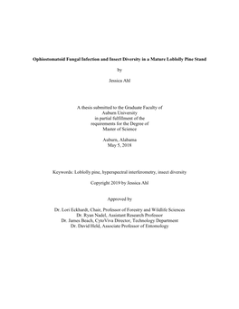 Ophiostomatoid Fungal Infection and Insect Diversity in a Mature Loblolly Pine Stand