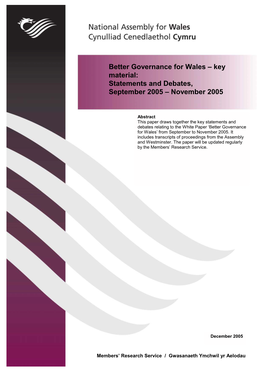 Better Governance for Wales Key Materials