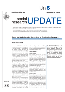 Tools for Digital Audio Recording in Qualitative Research