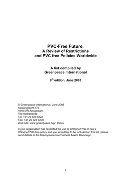 A Review of Restrictions and PVC Free Policies Worldwide