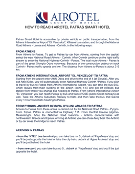 How to Reach Airotel Patras Smart Hotel
