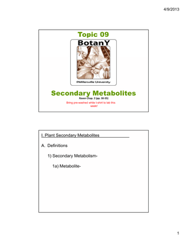 Topic 09 Secondary Metabolites