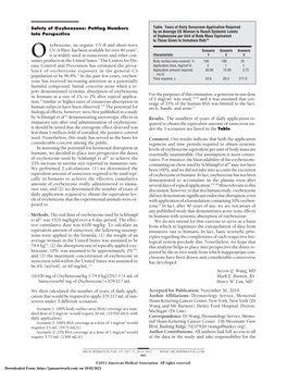 Safety of Oxybenzone: Putting Numbers Table