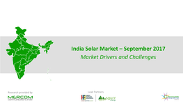 India Solar Market – September 2017 Market Drivers and Challenges
