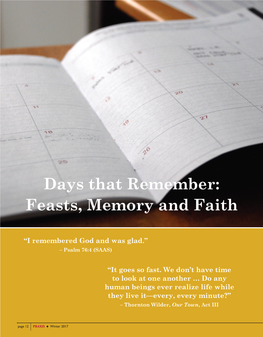 Days That Remember: Feasts, Memory and Faith