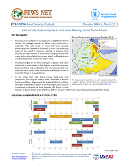 ETHIOPIA Food Security Outlook October 2014 to March 2015