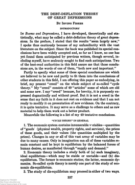 Debt-Deflation Theory of Great Depressions by Irving Fisher