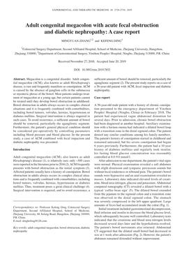 Adult Congenital Megacolon with Acute Fecal Obstruction and Diabetic Nephropathy: a Case Report