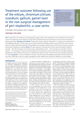 Treatment Outcome Following Use of the Erbium, Chromium:Yttrium