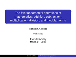 The Five Fundamental Operations of Mathematics: Addition, Subtraction