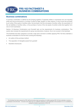 Frs 102 Factsheet 6 Business Combinations