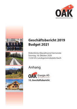 Anhang Geschäftsbericht 2019 Budget 2021