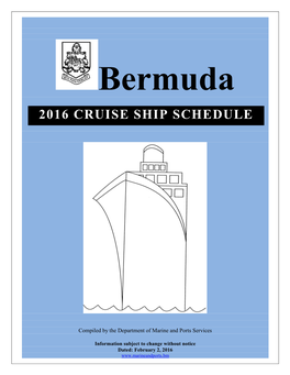 2016 Cruise Ship Schedule