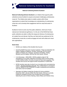 National Collecting Scheme Scotland National