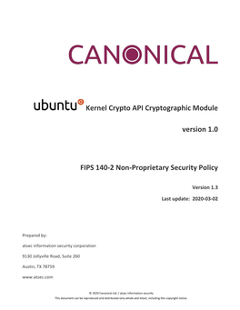 FIPS 140-2 Non-Proprietary Security Policy