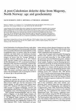 A Post-Caledonian Dolerite Dyke from Magerøy, North Norway: Age and Geochemistry