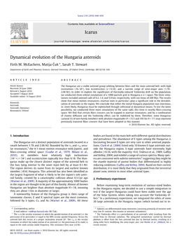 Dynamical Evolution of the Hungaria Asteroids ⇑ Firth M