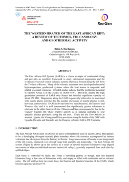 The Western Branch of the East African Rift: a Review of Tectonics, Volcanology and Geothermal Activity