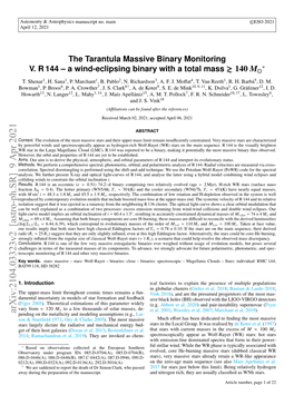 Arxiv:2104.03323V2 [Astro-Ph.SR] 9 Apr 2021 Pending on the Metallicity and Modeling Assumptions (E.G., Lar- Son & Starrﬁeld 1971; Oey & Clarke 2005)