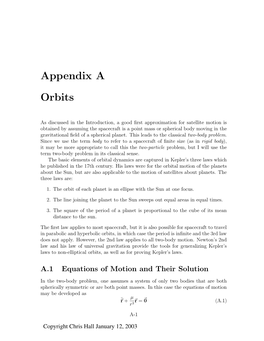 Appendix a Orbits
