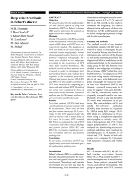 Deep Vein Thrombosis in Behcet's Disease