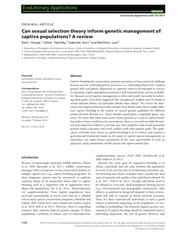 Can Sexual Selection Theory Inform Genetic Management of Captive Populations? a Review Remi� Charge,� 1 Celine� Teplitsky,2 Gabriele Sorci3 and Matthew Low4