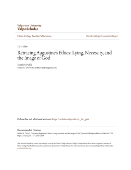 Retracing Augustine's Ethics: Lying, Necessity, and the Image Of