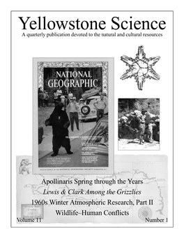 Yellowstone Science a Quarterly Publication Devoted to the Natural and Cultural Resources