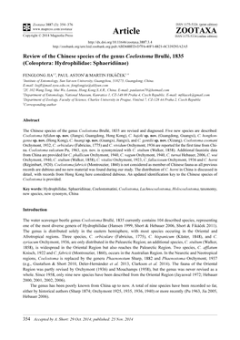 Review of the Chinese Species of the Genus Coelostoma Brullé, 1835 (Coleoptera: Hydrophilidae: Sphaeridiinae)
