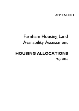 Farnham Housing Land Availability Assessment