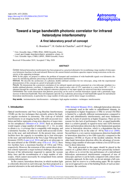 Toward a Large Bandwidth Photonic Correlator for Infrared Heterodyne Interferometry a ﬁrst Laboratory Proof of Concept