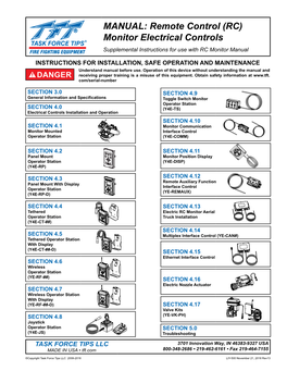 Remote Control (RC) Monitor Electrical Controls Supplemental Instructions for Use with RC Monitor Manual