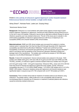 P0469 In-Vitro Activity of Oritavancin Against Daptomycin And/Or Linezolid Resistant Enterococcus Faecium Clinical Isolates: a Single Centre Study