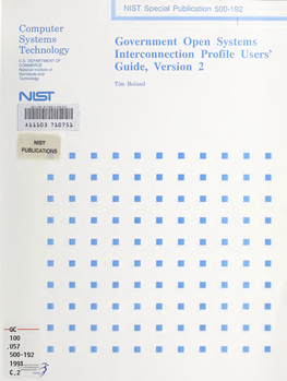 Government Open Systems Interconnection Profile Users' Guide, Version 2