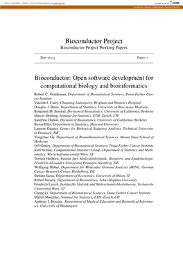 Bioconductor: Open Software Development for Computational Biology and Bioinformatics Robert C