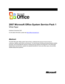 2007 Microsoft Office System Service Pack 1 White Paper