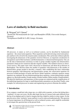 Laws of Similarity in Fluid Mechanics 21