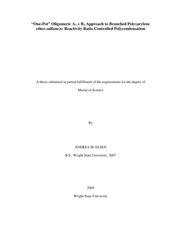 Oligomeric A2 + B3 Approach to Branched Poly(Arylene Ether Sulfone)