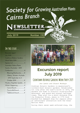 Excursion Report July 2019