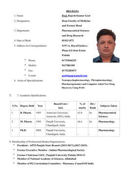 Dr. R.K. Goel CV 8-9-2018