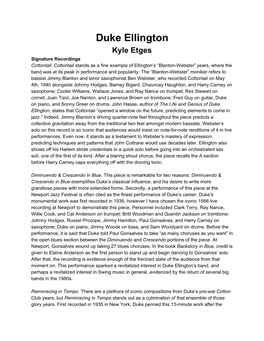 Duke Ellington Kyle Etges Signature Recordings Cottontail