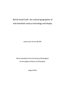 'British Small Craft': the Cultural Geographies of Mid-Twentieth