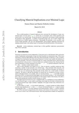 Classifying Material Implications Over Minimal Logic