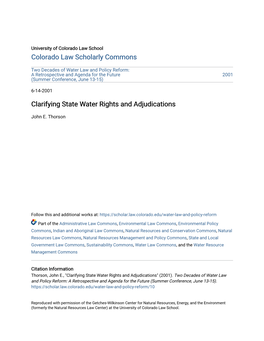 Clarifying State Water Rights and Adjudications