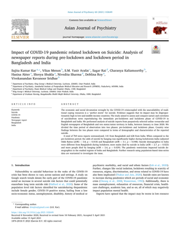 Impact of COVID-19 Pandemic Related Lockdown on Suicide: Analysis of Newspaper Reports During Pre-Lockdown and Lockdown Period in Bangladesh and India