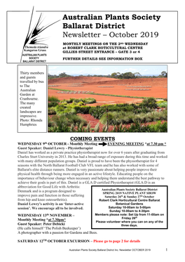 Australian Plants Society Ballarat District Newsletter – October 2019