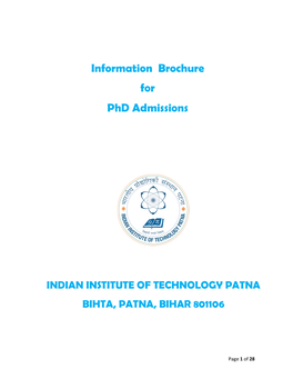 Information Brochure for Phd Admissions