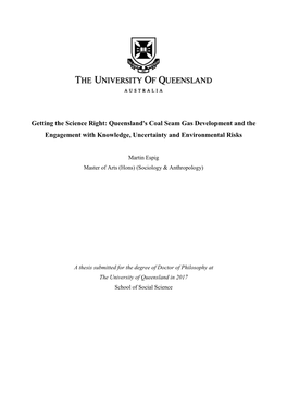Queensland's Coal Seam Gas Development and the Engagement with Knowledge, Uncertainty and Environmental Risks
