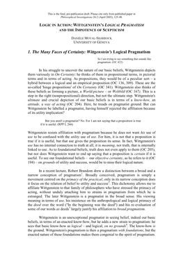 Logic in Action: Wittgenstein's Logical Pragmatism and the Impotence of Scepticism