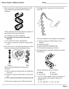 Review Packet- Modern Genetics Name___Page 1